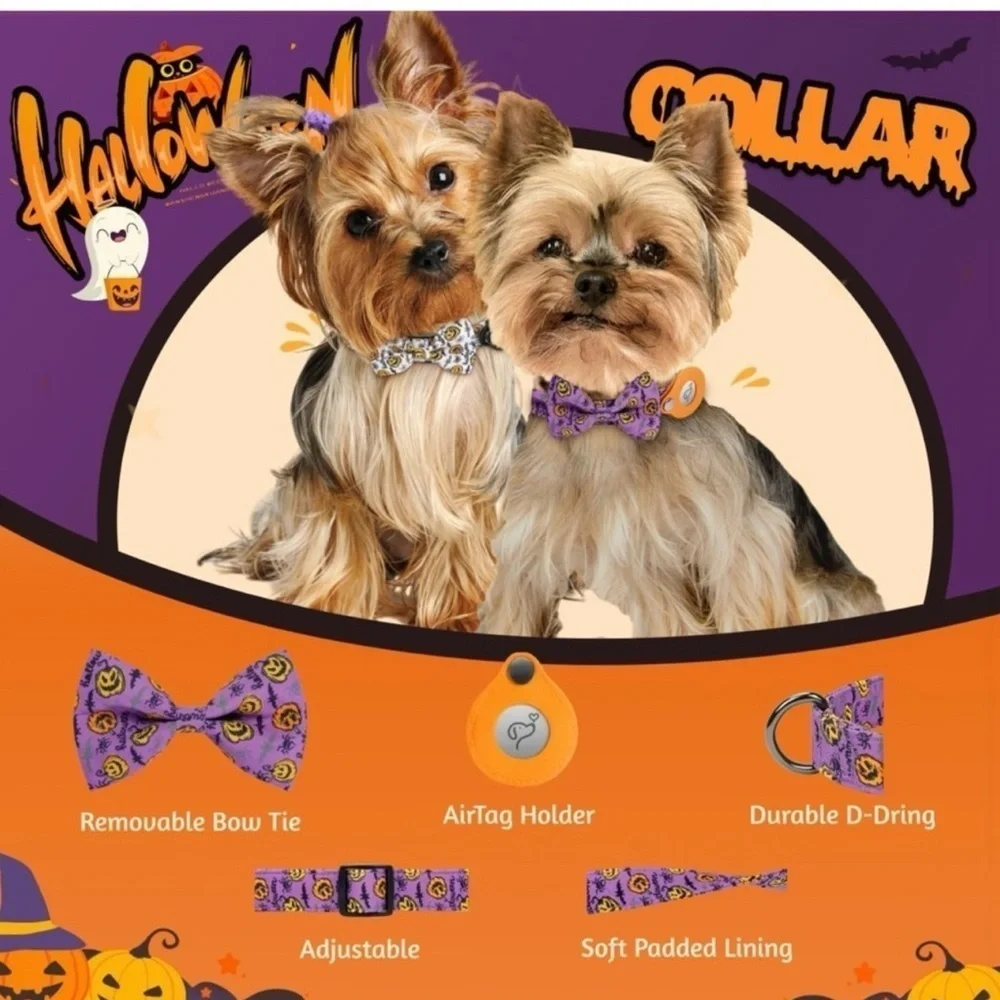 Halloween AirTag Dog Collar, Fashion Dog Collar size Medium
